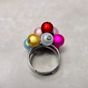 Multicolor Beaded Women's Sliver Tone Ring Size 7